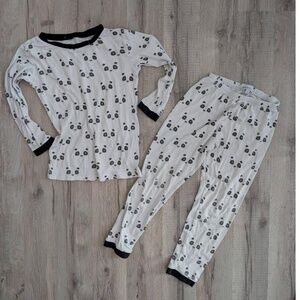 Noomie Pima Cotton Panda Print  Pajama Set, Size 6Y Flawed (Z1)